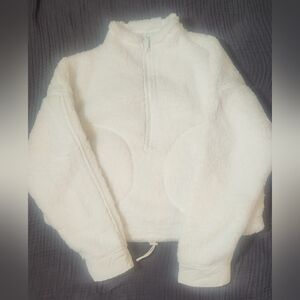 NWT Soft White Fleece Sherpa Quarter Zip Woman's Medium